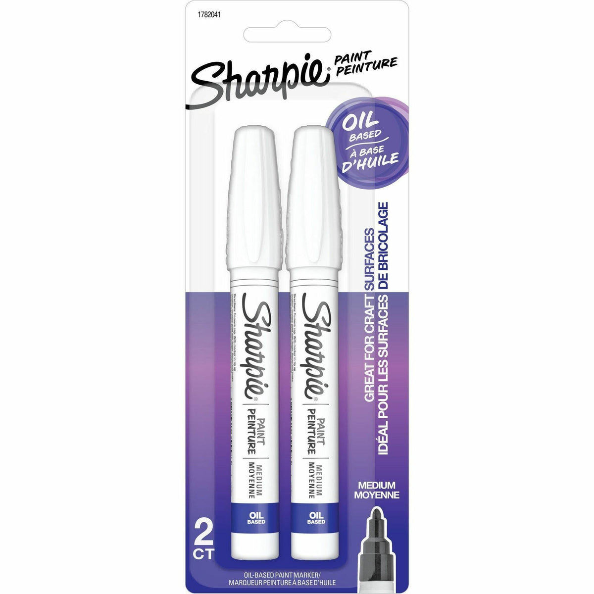 Sharpie Oil-Based Paint Marker - Medium Point - Medium Marker Point - White Ink - Oil Based - 2 / Pack