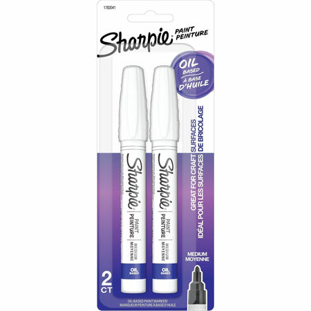 Sharpie Oil-Based Paint Marker - Medium Point - Medium Marker Point - White Ink - Oil Based - 2 / Pack