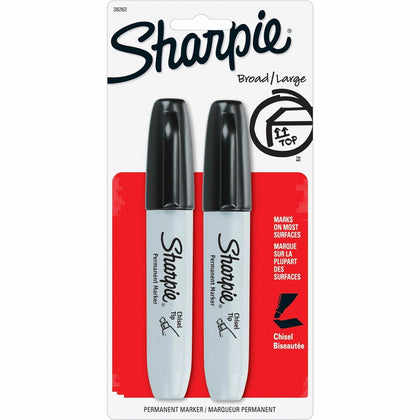 Sharpie Chisel Tip Permanent Marker - Black Ink - 2 Pack - Markers & Dry-Erase