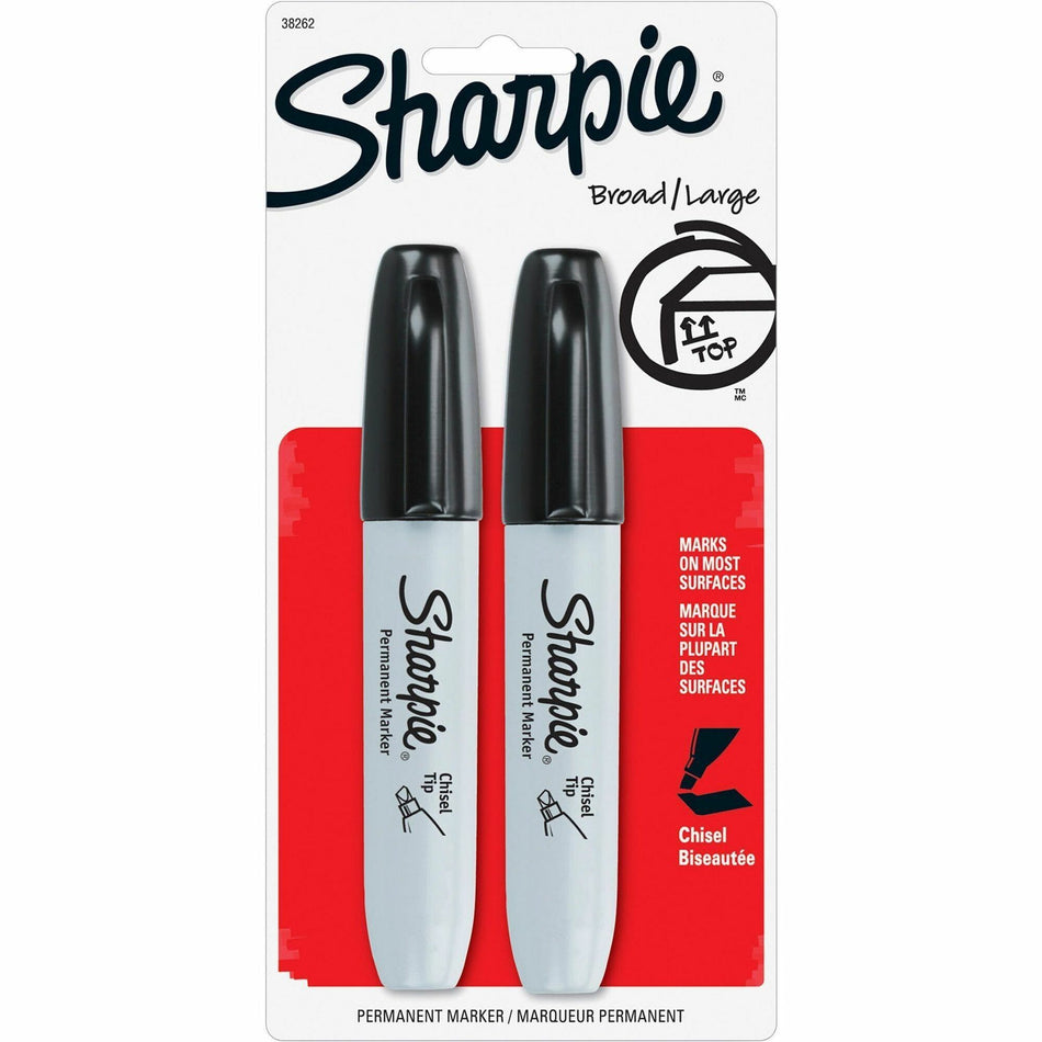 Sharpie Chisel Tip Permanent Marker - Chisel Marker Point - Black Ink - Alcohol Based - 2 / Pack