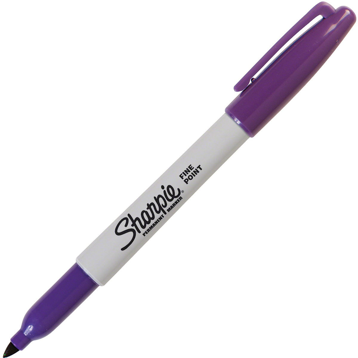 Sharpie Fine Point Permanent Marker - 1 mm Fine Marker Point - Purple Ink - 12 / Box