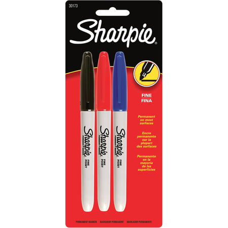 Sharpie Fine Point Permanent Marker - 0.5 mm Fine Chisel Marker Point - Assorted Ink - Alcohol Based - 3 / Pack