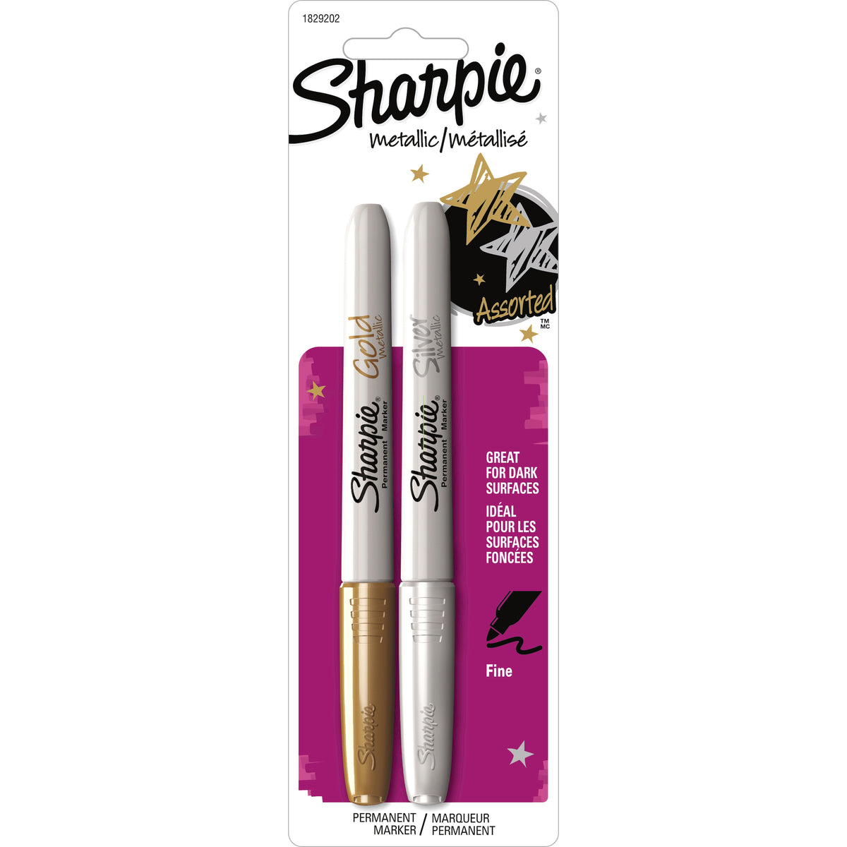 Sharpie Metallic Fine Point Permanent Marker - Fine Marker Point - Gold, Silver Ink - Alcohol Based - 2 / Set