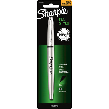 Sharpie Stainless Steel Pen - Fine Pen Point - Refillable - Black Ink - Stainless Steel Stainless Steel Barrel - 1 / Pack