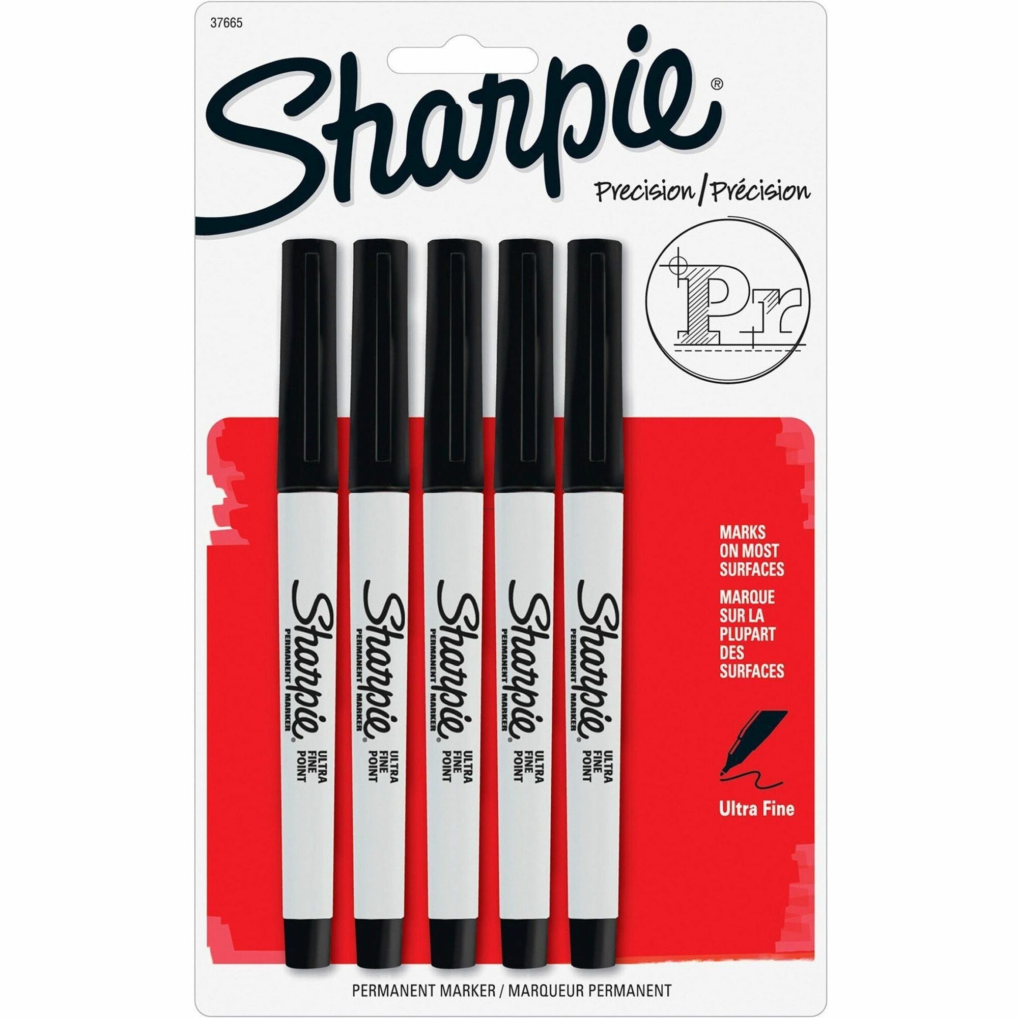 Sharpie Ultra Fine Point Permanent Marker - 0.2 mm Ultra Fine Marker Point - Black Ink - 5 / Pack