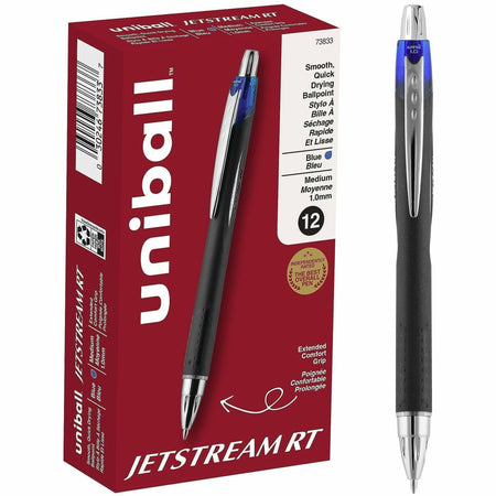 uniball&#8482; Jetstream RT Ballpoint Pen - 1 mm Medium Pen Point - Retractable - Blue Ink - Pigment-based - 1 Dozen