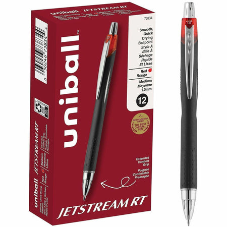 uniball&#8482; Jetstream RT Ballpoint Pen - 1 mm Medium Pen Point - Retractable - Red Ink - Pigment-based - 1 Dozen