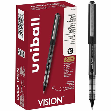 uniball&#8482; Vision Rollerball Pens - 0.5 mm Micro Pen Point - Black Ink - Pigment-based - 1 Each