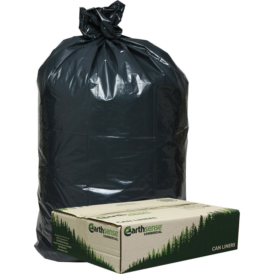 Berry Low Density Recycled Can Liners - Medium Size - 33 gal Capacity - 40" Length x 32.50" Width x 0.90 mil (23 Micron) Thickness - Low Density - Black - Plastic, Resin - Garbage - Recycled - 80 / Carton