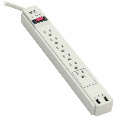 Tripp Lite series 6-outlet 2100J Surge Protector - 6 x NEMA 5-15R, 2 x USB - 1875 VA - 990 J - 125 V AC Input - 5 V DC Output - 35.5 kA - 6 ft