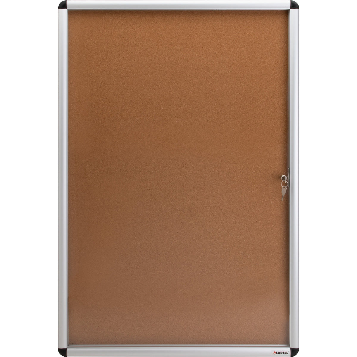 Lorell Enclosed Cork Bulletin Board - 36" Board Height x 24" Board Width - Natural Cork Surface - Lock, Resilient, Durable, Self-healing - Aluminum Frame - 1 Each