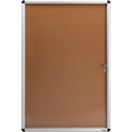 Lorell Enclosed Cork Bulletin Board - 36" Board Height x 24" Board Width - Natural Cork Surface - Lock, Resilient, Durable, Self-healing - Aluminum Frame - 1 Each