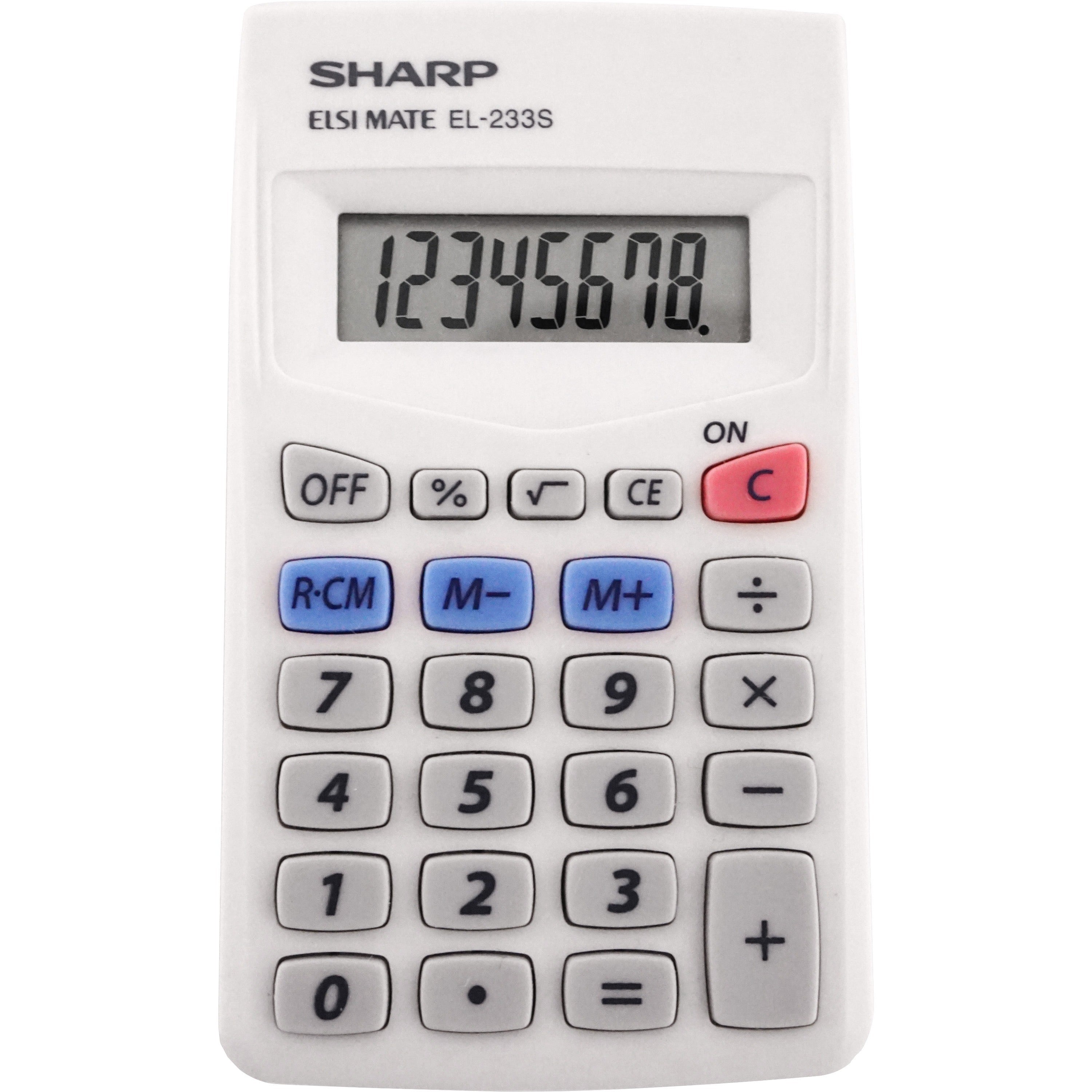 Sharp Calculators EL-240SAB 8-Digit Handheld Calculator - 3-Key Memory, Sign Change, Auto Power Off - 8 Digits - LCD - Battery/Solar Powered - 1 x LR1130 - 0.7" Height x 2.8" Width x 4.6" Depth - Gray, Blue - 1 Each