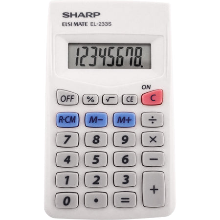 Sharp Calculators EL-240SAB 8-Digit Handheld Calculator - 3-Key Memory, Sign Change, Auto Power Off - 8 Digits - LCD - Battery/Solar Powered - 1 x LR1130 - 0.7" Height x 2.8" Width x 4.6" Depth - Gray, Blue - 1 Each