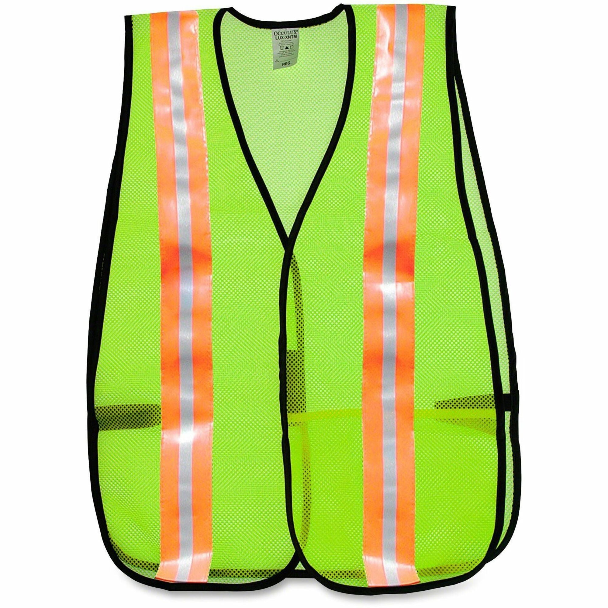 MCR Safety Mesh Vest - Lime Reflective Strip - Lightweight - Jackets / Vests
