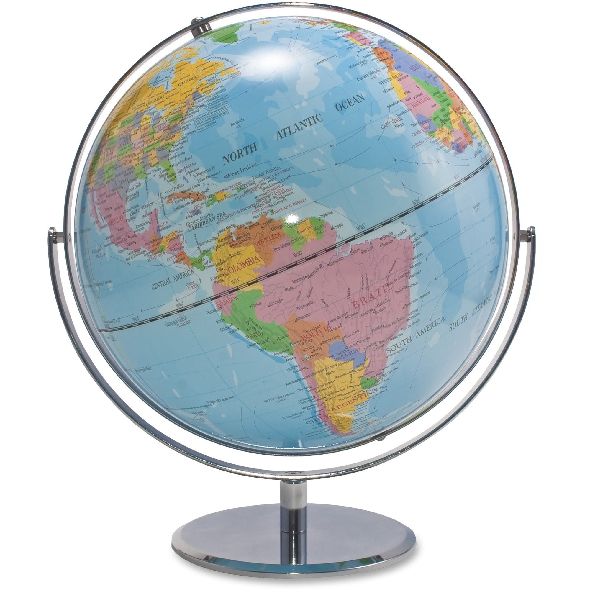 Advantus 12" Political World Globe - 13" Width x 16" Height x 12" Diameter - Multi