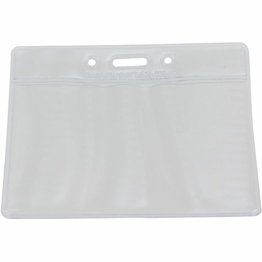 SICURIX Badge Holder - Horizontal - 2.5" Height x 3.5" Width - Vinyl - Clear - 50 / Pack