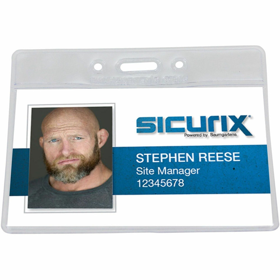 SICURIX Badge Holder - Horizontal - 2.5" Height x 3.5" Width - Vinyl - Clear - 50 / Pack