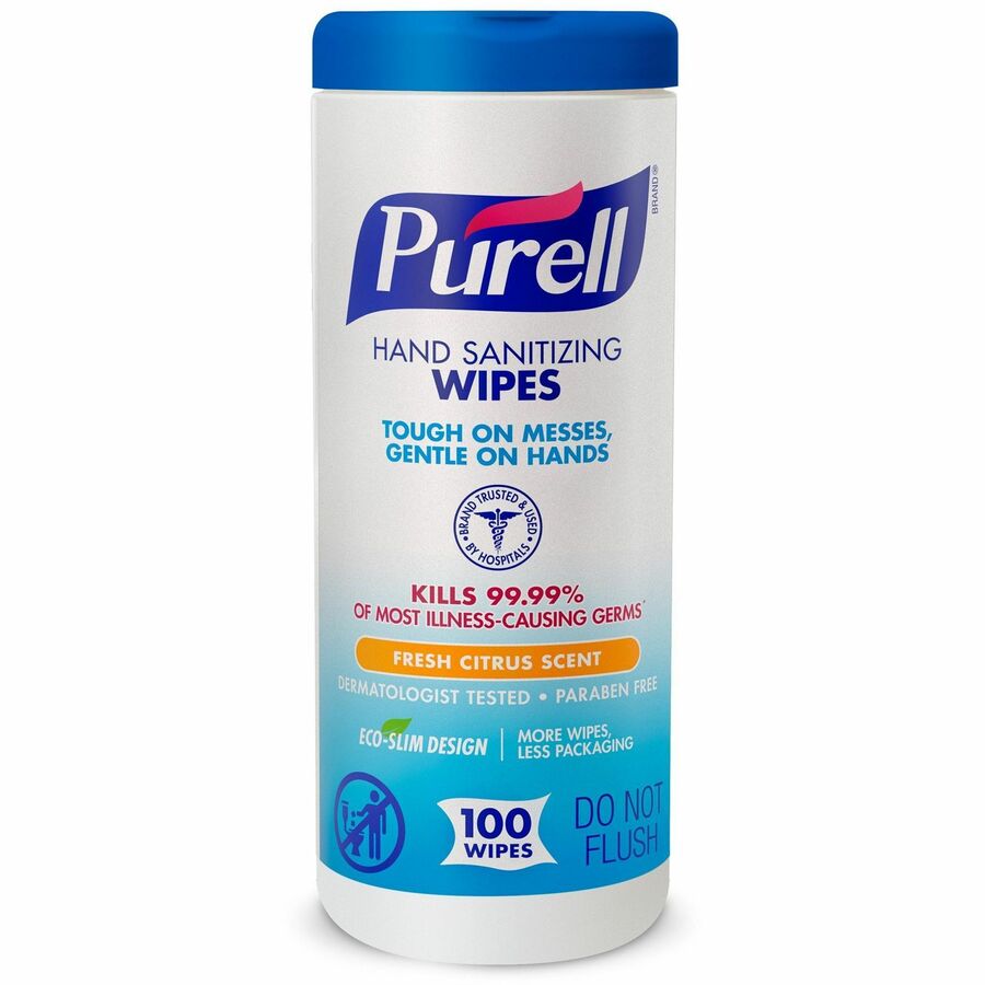 PURELL® Sanitizing Wipes - Fresh Citrus - White - 100 Per Canister - 12 / Carton