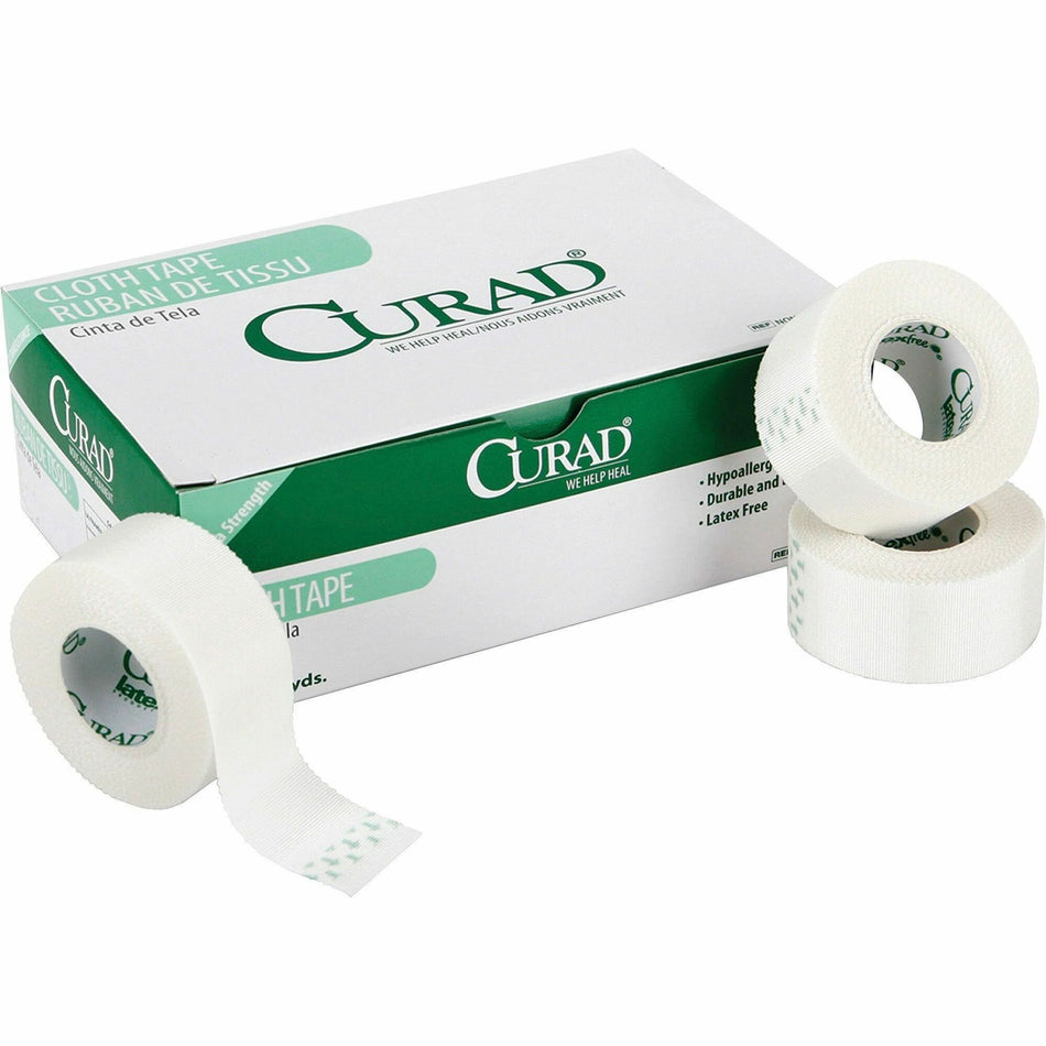 Curad Cloth Silk Adhesive Tape - 10 yd Length x 2" Width - White - Cloth - For Secure Dressing - 6 / Box