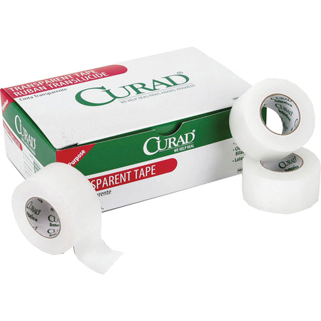 Curad Cloth Silk Adhesive Tape - 10 yd Length x 1" Width - Transparent White - Cloth - For Secure Dressing - 12 / Box
