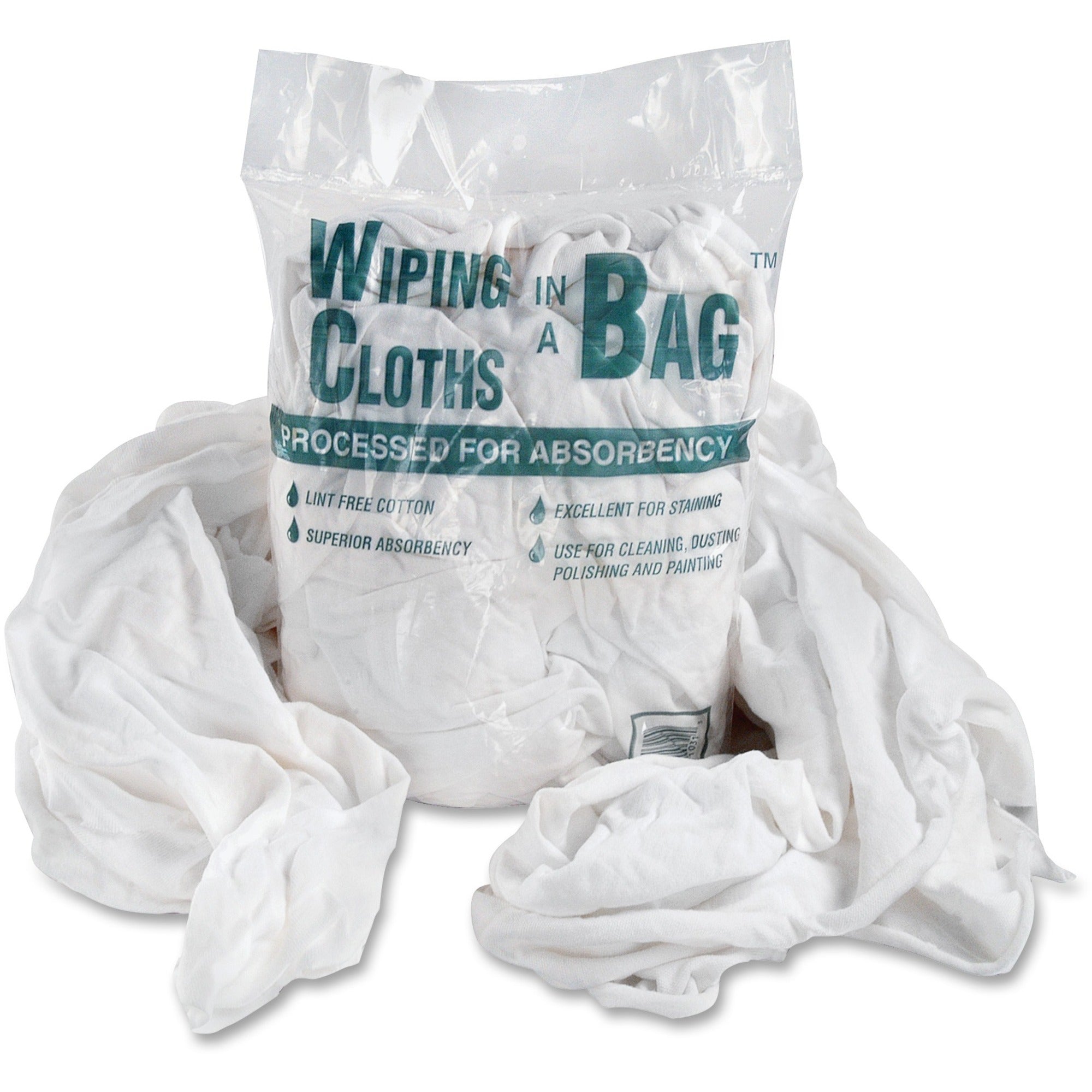 Bag A Rags Office Snax Cotton Wiping Cloths - For Multipurpose - Lint-free, Absorbent, Reusable - Blue, White - 1 Bag