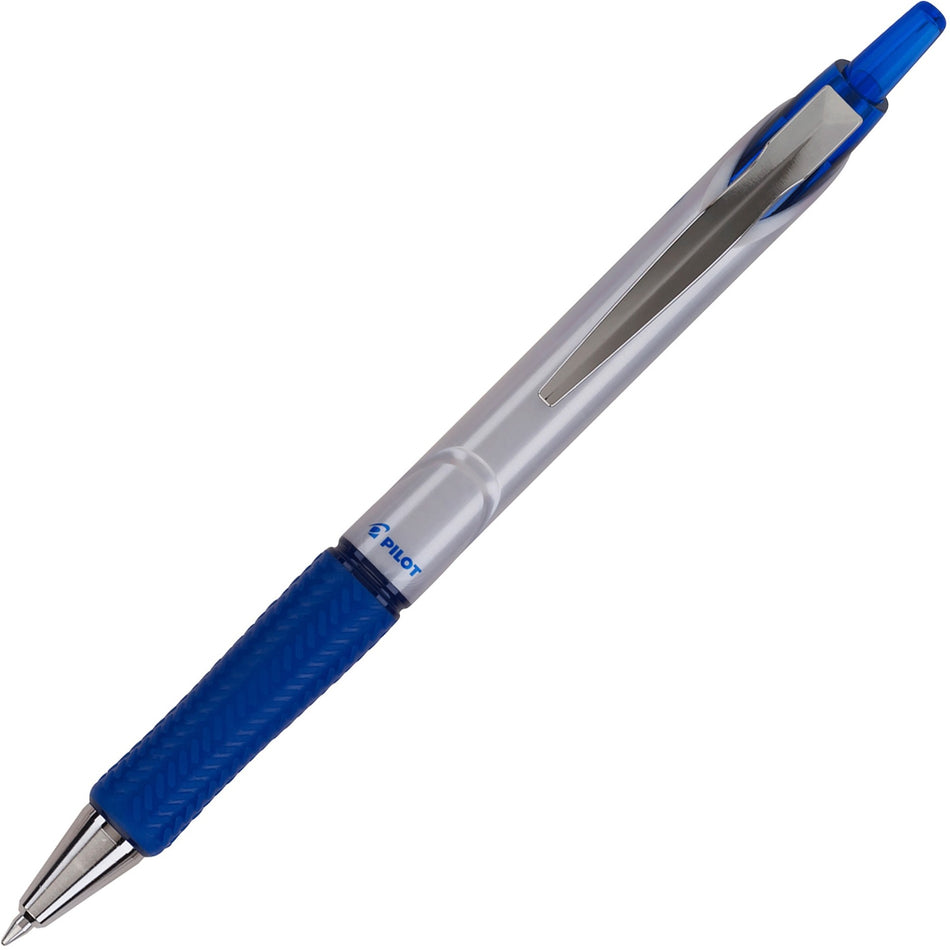 Pilot Acroball Pro Hybrid Ink Ballpoint Pen - 1 mm Medium Pen Point - Refillable - Retractable - Blue Ink - Advanced Ink - Silver Barrel - Tungsten Carbide Tip - 1 Dozen