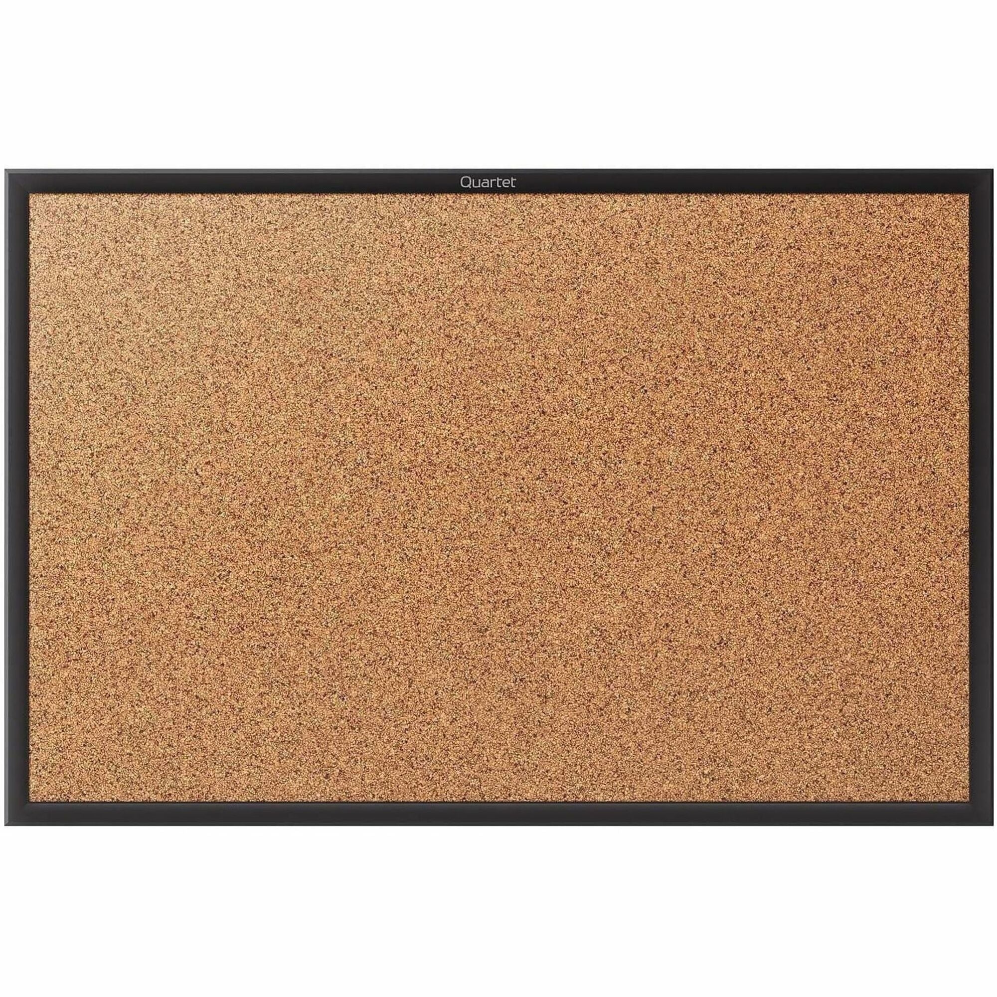 Quartet Classic Series Bulletin Board - 36" Board Height x 60" Board Width - Brown Natural Cork Surface - Self-healing, Durable, Sturdy - Black Aluminum Frame - 1 Each