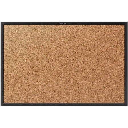 Quartet Classic Series Bulletin Board - 48" Board Height x 96" Board Width - Brown Natural Cork Surface - Self-healing, Durable, Sturdy - Black Aluminum Frame - 1 Each