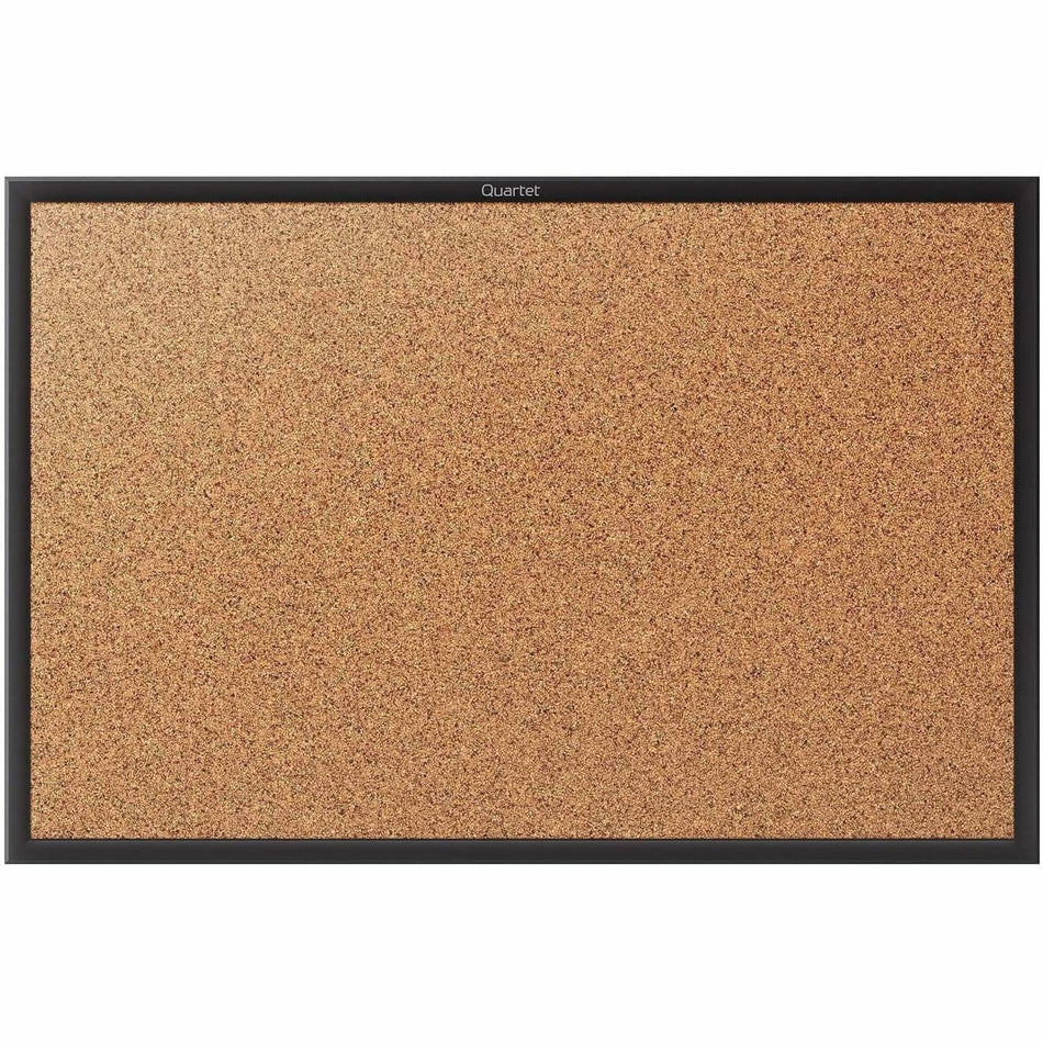 Quartet Classic Series Bulletin Board - 48" Board Height x 96" Board Width - Brown Natural Cork Surface - Self-healing, Durable, Sturdy - Black Aluminum Frame - 1 Each