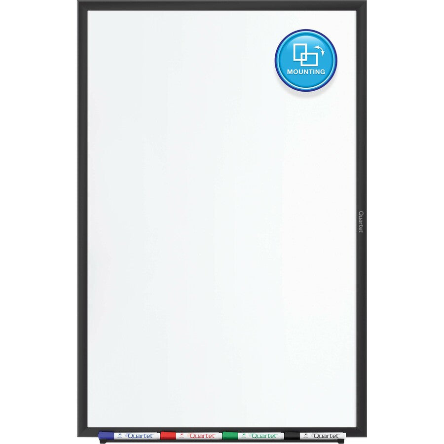 Quartet Classic Magnetic Whiteboard - 72" (6 ft) Width x 48" (4 ft) Height - White Painted Steel Surface - Black Aluminum Frame - Horizontal/Vertical - Magnetic - 1 Each - TAA Compliant