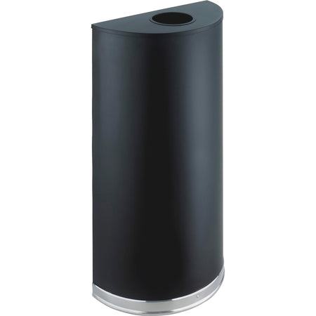 Safco Half Round Receptacle: 12.50 gal Capacity Steel-Rubber-Plastic Black - Waste Containers & Lids