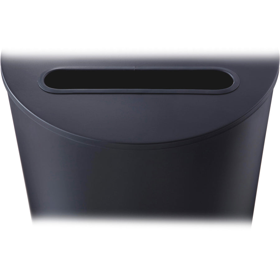 Safco Half Round Receptacle - 12.50 gal Capacity - Half-round - 32.5" Height x 17.5" Width x 9" Depth - Steel, Rubber, Plastic - Black - 1 Each