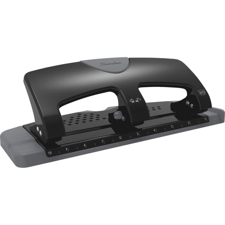 Swingline SmartTouch Low-Force 3-Hole Punch - 3 Punch Head(s) - 20 Sheet - 9/32" Punch Size - Metal - 4.5" Width x 12" Depth x 4.4" Height - Black, Gray