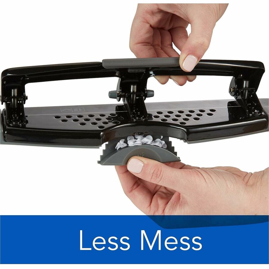 Swingline SmartTouch Low-Force 3-Hole Punch - 3 Punch Head(s) - 12 Sheet - 9/32" Punch Size - Black, Gray