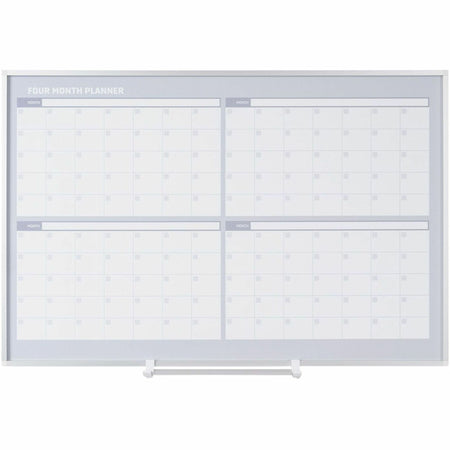 MasterVision Dry-erase 4-month Planner - Monthly - 4 Month - 36" x 24" Sheet Size - White, Silver - Aluminum, Porcelain - Accessory Tray, Magnetic, Dry Erase Surface, Scratch Resistant, Ghost Resistant - 1 Each