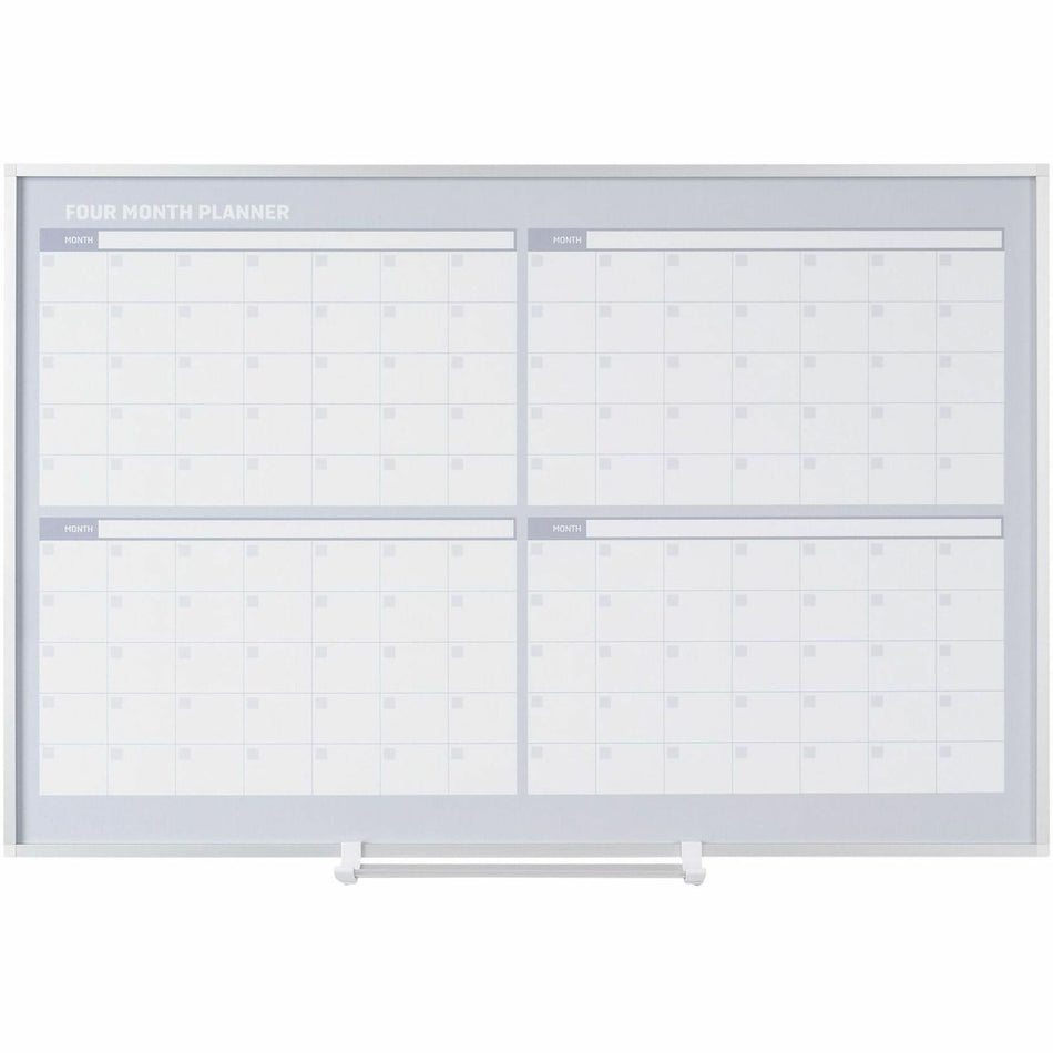 MasterVision Dry-erase 4-month Planner - Monthly - 4 Month - 36" x 24" Sheet Size - White, Silver - Aluminum, Porcelain - Accessory Tray, Magnetic, Dry Erase Surface, Scratch Resistant, Ghost Resistant - 1 Each