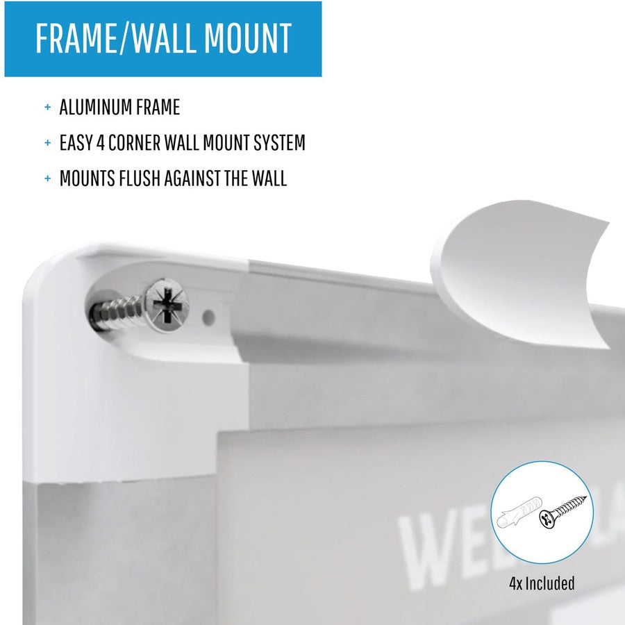 MasterVision 2' Magnetic Gold Monthly Planner - Monthly - 36" x 24" Sheet Size - White, Silver - Aluminum - Accessory Tray, Magnetic, Dry Erase Surface, Scratch Resistant, Ghost Resistant, Notes Area, Write on/Wipe off - 1 Each