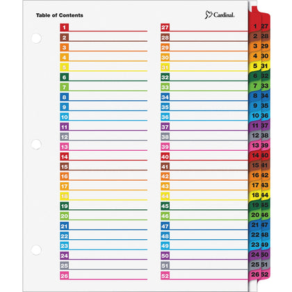 Cardinal® OneStep Printable Dividers: 52 Multicolor Tabs Letter Size 3-Hole Punched - Index Divider