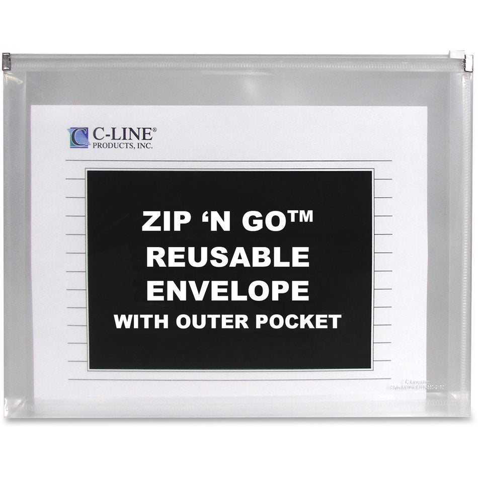 C-Line Zip 'N Go Letter Expanding File - 8 1/2" x 11" - 200 Sheets Capacity - Exterior Pocket(s) - Clear - Zipper Closure, Reusable, Archival-safe, Heavyweight - 3 / Pack