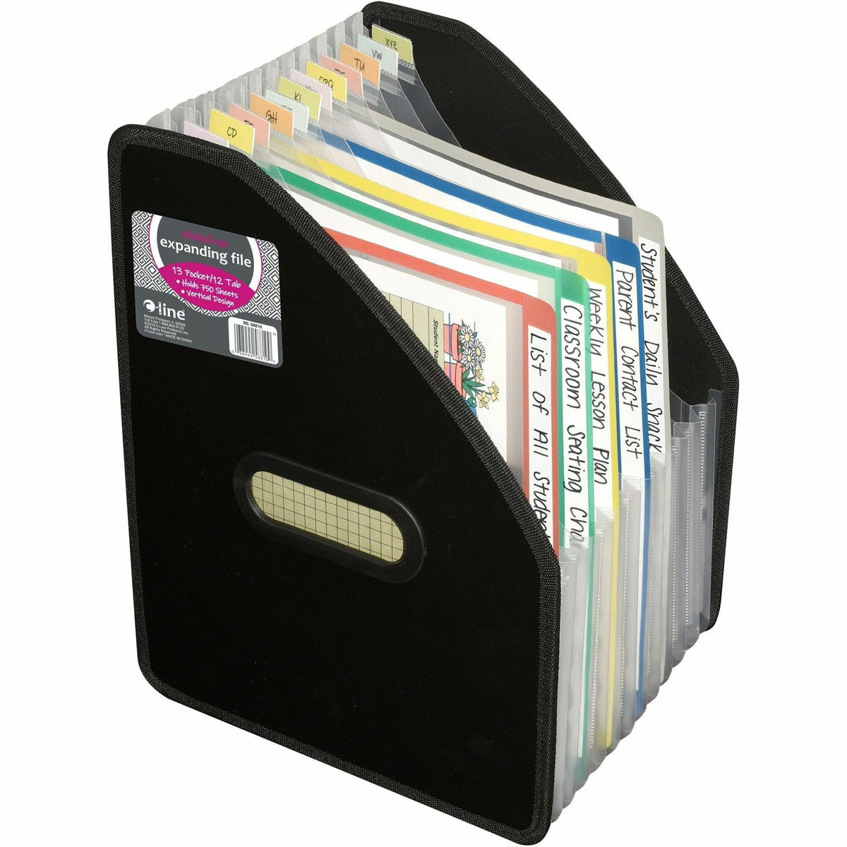 C-Line Letter Expanding File - 8 1/2" x 11" - 750 Sheets Capacity - 13 Pocket(s) - 12 Divider(s) - Black - Archival-safe, Tab Divider - 1 Each