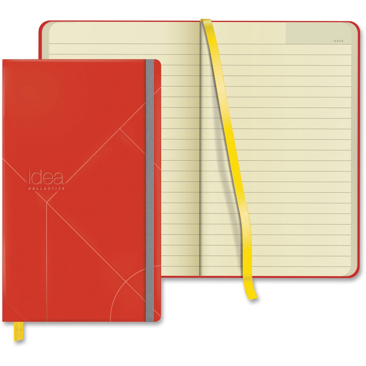 TOPS Idea Collective Hard Cover Journal - 120 Sheets - 5" x 8 1/4" Sheet Size - 0.63" Height x 5" Width x 8.3" Length - Cream Paper - Red Cover - Acid-free, Durable Cover, Ribbon Marker, Elastic Closure, Pocket - 1 Each