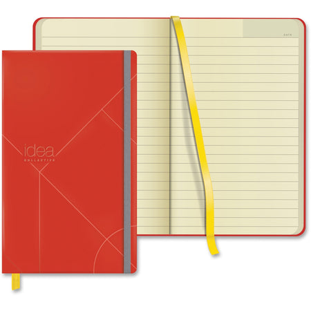 TOPS Idea Collective Hard Cover Journal - 120 Sheets - 5" x 8 1/4" Sheet Size - 0.63" Height x 5" Width x 8.3" Length - Cream Paper - Red Cover - Acid-free, Durable Cover, Ribbon Marker, Elastic Closure, Pocket - 1 Each
