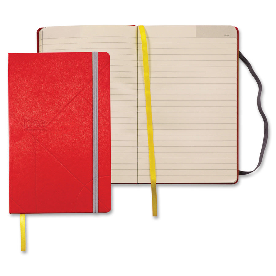 TOPS Idea Collective Hard Cover Journal - 120 Sheets - 5" x 8 1/4" Sheet Size - 0.63" Height x 5" Width x 8.3" Length - Cream Paper - Red Cover - Acid-free, Durable Cover, Ribbon Marker, Elastic Closure, Pocket - 1 Each
