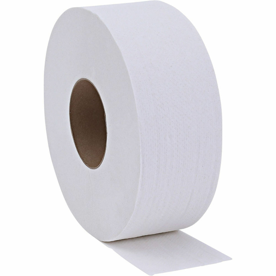 Genuine Joe 2-ply Jumbo Roll Dispenser Bath Tissue - 2 Ply - 3.30" Width x 650 ft Length - 3.30" Core - White - 12 / Carton