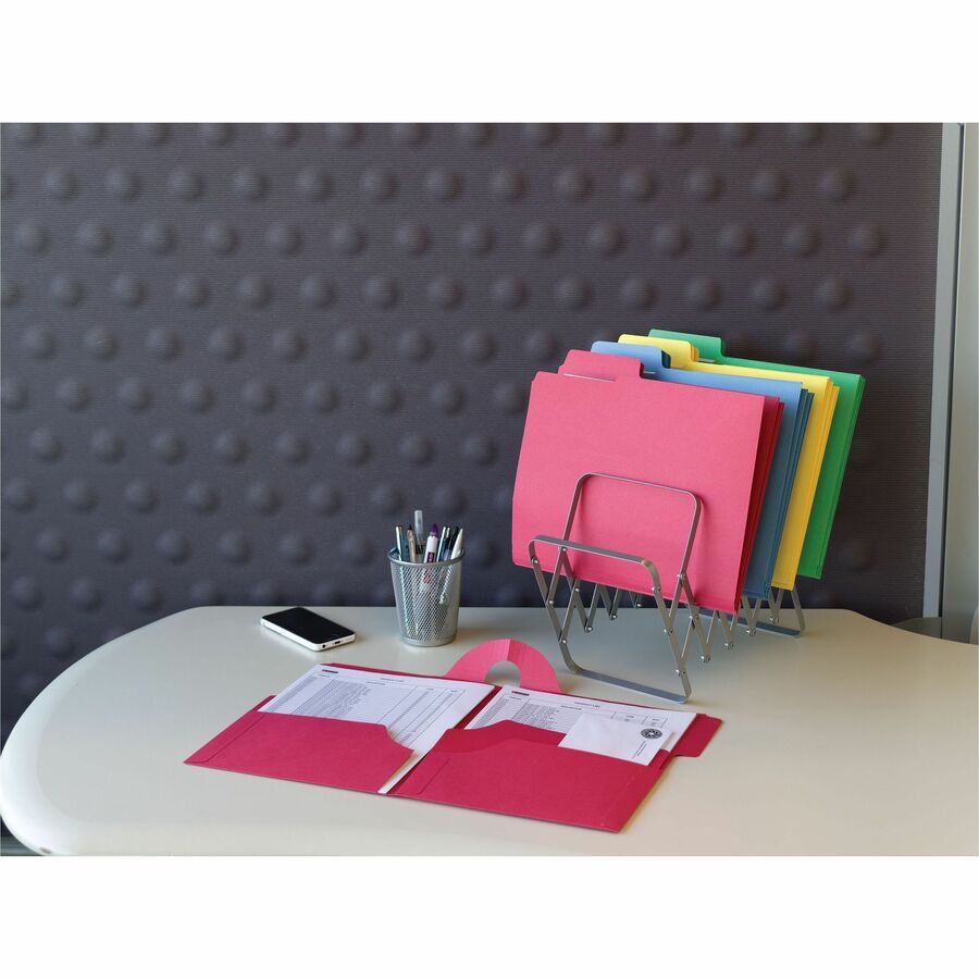 Smead SuperTab 1/3 Tab Cut Letter Recycled Top Tab File Folder - 8 1/2" x 11" - 3 Internal Pocket(s) - 11 pt. - 1 Plys - Blue, Red, Green, Yellow - Flap - 10% Recycled - 12 / Pack