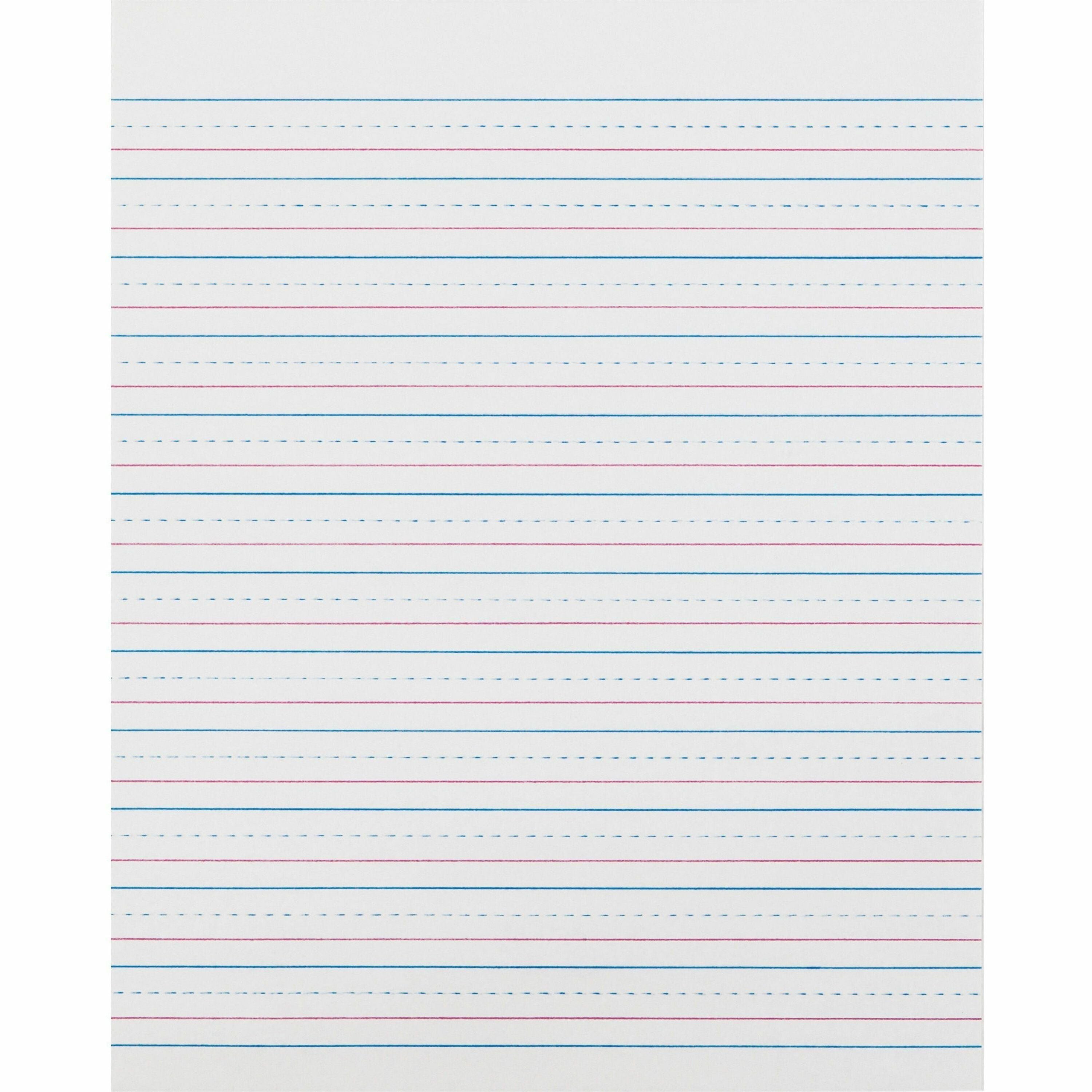 Zaner-Bloser Pacon Broken Midline Sulphite Paper - 500 Sheets - 0.50" Ruled - 8" x 10 1/2" Sheet Size - White Paper - 500 / Ream