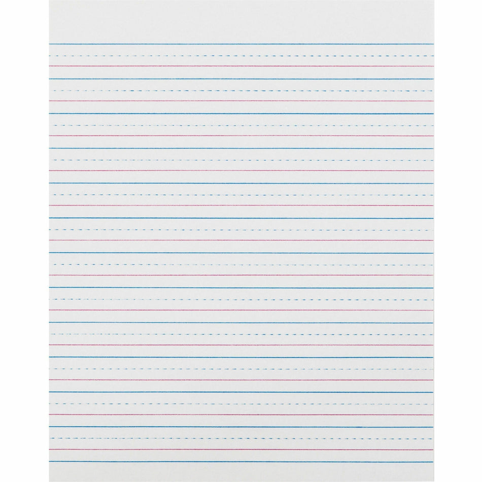 Zaner-Bloser Pacon Broken Midline Sulphite Paper - 500 Sheets - 0.50" Ruled - 8" x 10 1/2" Sheet Size - White Paper - 500 / Ream