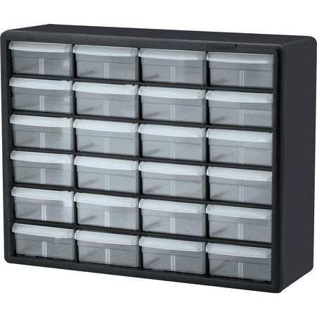 Akro-Mils 24-Drawer Plastic Storage Cabinet - 24 Drawer(s) - 15.80" Height6.40" Depth x 20" Length - Floor - Stackable, Finger Grip, Unbreakable - Black - Plastic, Polymer - 1 Each