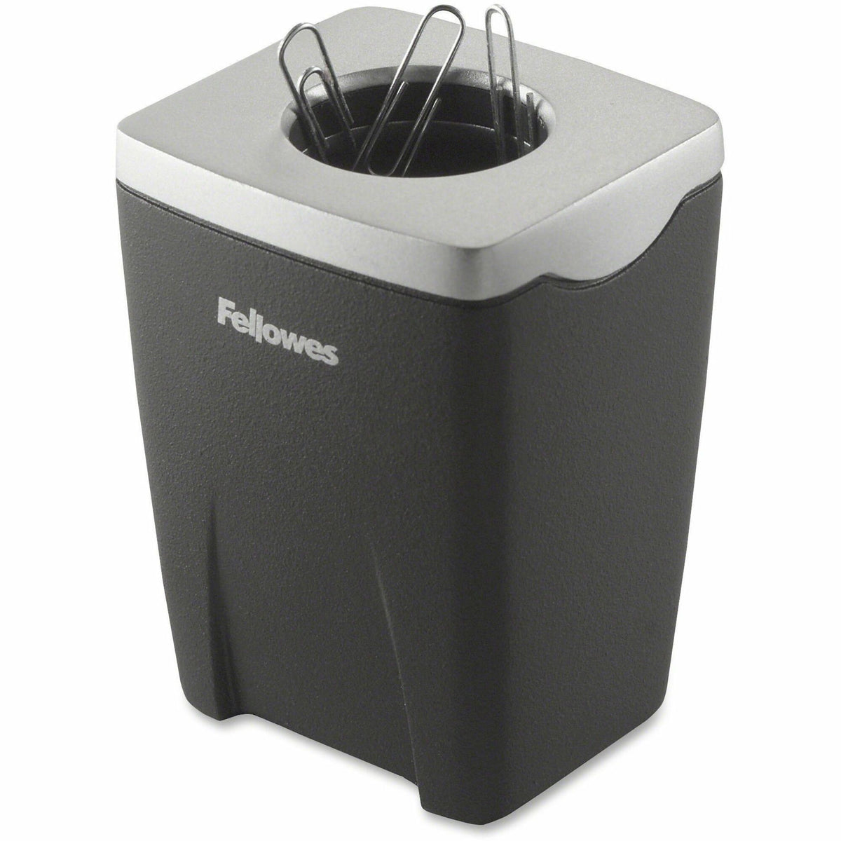 Fellowes Office Suites Paper Clip Cup - 3.3" Height x 2.4" Width x 2.2" Depth - Black, Silver - 1 Each